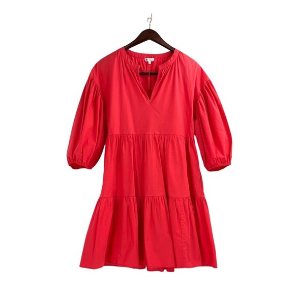 Sundry Dresses & Skirts - Sundry Evereve The Anywhere Tiered Puff Sleeve Poplin Cotton Dress Womens Size 2